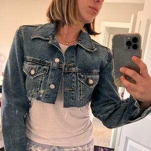 Cropped denim jean jacket Zara
